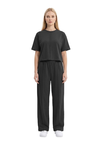 Cottonhıll Premium - Sway Collection Siyah Modal Nervür Dikiş Detay Kadın Eşofman Takımı