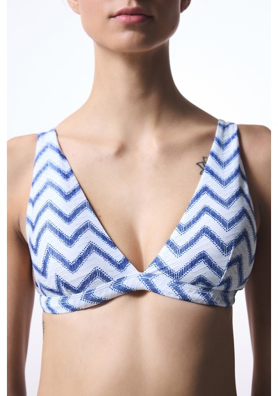 Penti Biana Navy Deep V Kesim Zigzag Desenli Bikini Üstü