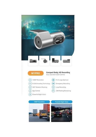 Dahua Dae-hc1301w-m1pro 1080p Ultra Hd Araç Kamerası 128 Gb'a Microsd Destekler Dahili Wi-fi G-sensör Dahua M1pro