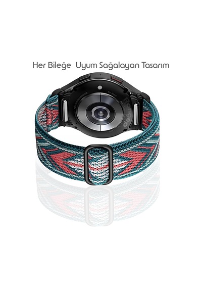 One-click Elastik Bohem Serisi 20mm Kordon Samsung İle Uyumlu Galaxy Watch 7/6/5/4/fe Serisi İçin Kumaş Kayış 40mm/44mm Watch 6/4 Classic 47/43/42mm Ve Watch 5 Pro 45mm Uyumlu Çok Renkli