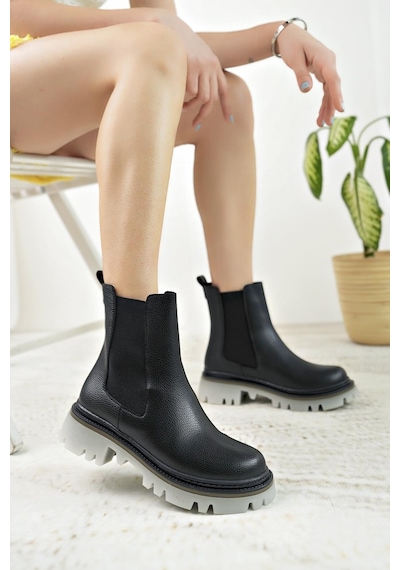 Nesil Shoes Dvm 5004 Siyah Çift Lastikli Kadın Bot-siyah Siyah