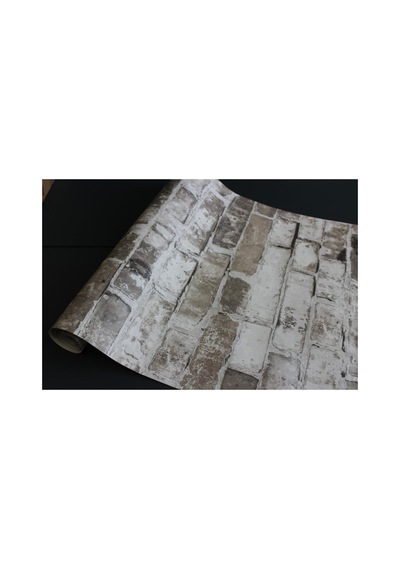 Tetik Tuğla Desenli Duvar Kağıdı, Gri-bej, 100 X 110 Diğer