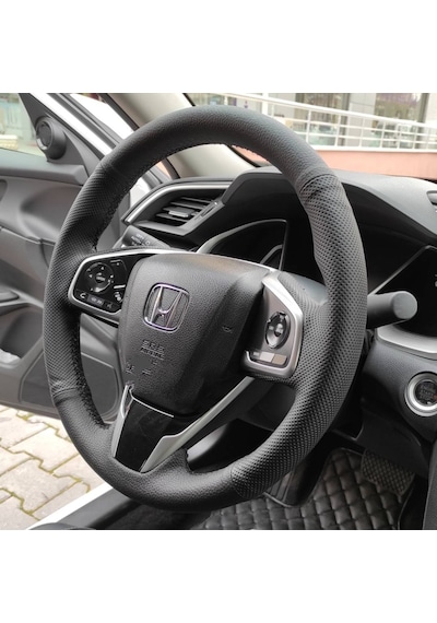 Honda Civic Fc5 Araca Özel Direksiyon Kılıfı Noktalı Düz Siyah Dikişli