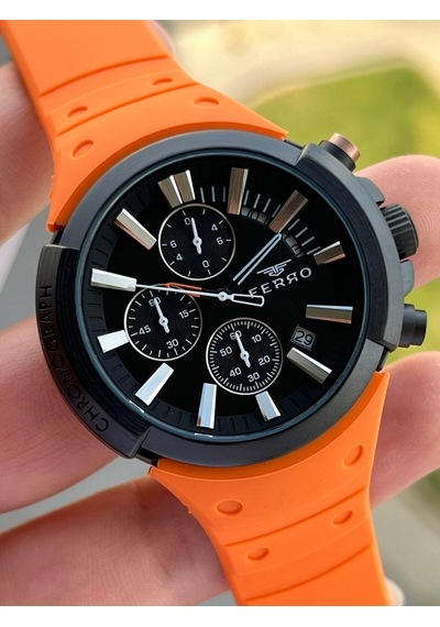 Ferro İç Fonksiyonları Aktif Turuncu Renk Slikon Kordon 30 Mt Su Geçirmez Erkek Kol Saat Ef11002-zl