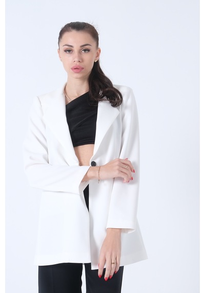 Feminist Ekru Zebra Astar Detaylı Krep Blazer Ceket 01051201.147 001