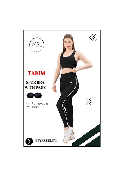 Missmaral Kadın Spor Takım Yüksek Bel Tayt Pedli Büstiyer Sport Team High Waist Padded Bustier Black 3054 Siyah Beyaz Missmaral Kadın Spor Takım Yüksek Bel Tayt Pedli Büstiyer Sport Team High Waist Padded Bustier Black 3054 Siyah Beyaz