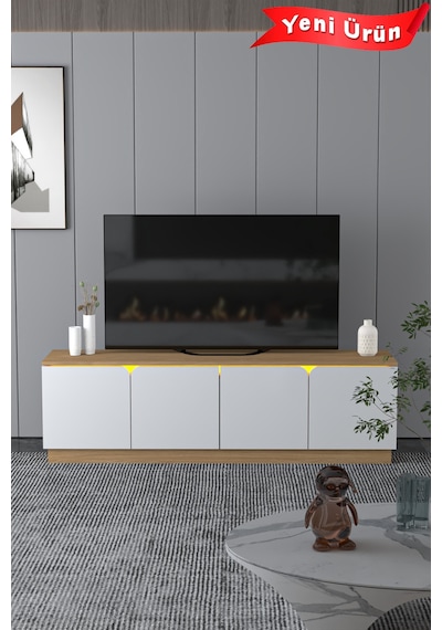Bohem 180 Cm Ledli Tv Ünitesi Ceviz - Beyaz