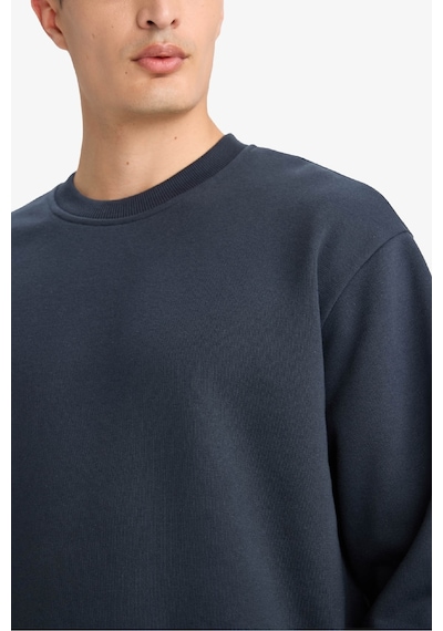 Defacto Relax Fit Bisiklet Yaka Kalın İçi Yumuşak Tüylü Basic Düz Sweatshirt T5139az25aunv163 Lacivert