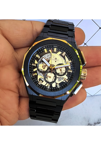 Raymond Premium Seri Siyah Çelik Erkek Kol Saati