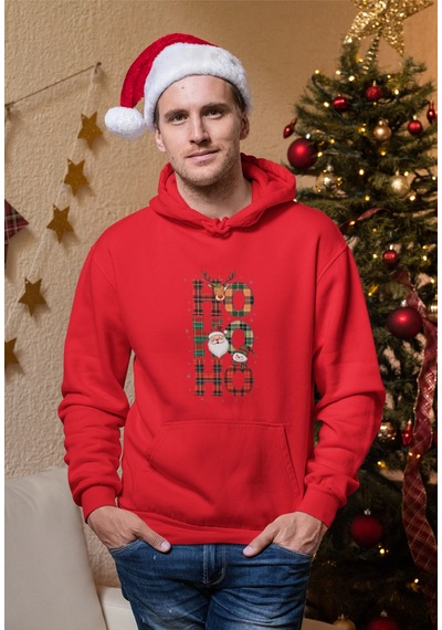 Stil X Yeni Yıl Baskılı Erkek Sweatshırt, Chrıstmas Temalı Kırmızı-2