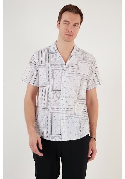 Buratti Pamuklu Regular Fit Kısa Kollu Erkek Gömlek Cf24S117514 Beyaz