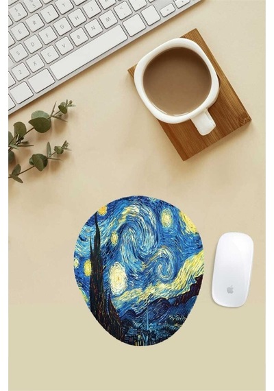 Van Gogh Starry Night Desenli Bilek Destekli Mouse Pad Mousepad