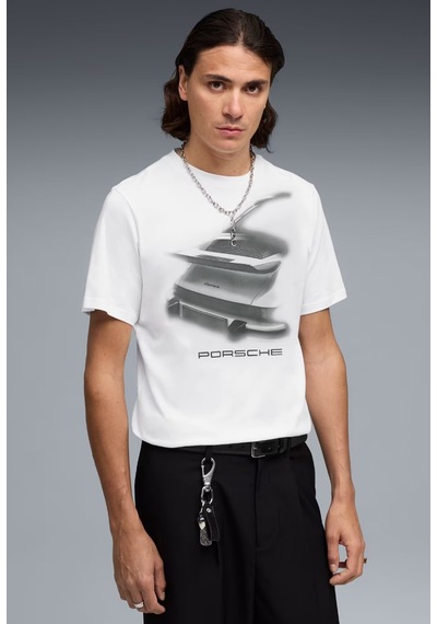 Puma 634489-05 Porsche Graphic Tee 1 Tişört Erkek T-shirt Beyaz