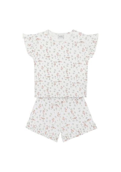 Denokids Organik Beyaz Sevimli Tavşan Kız Pijama Takımı