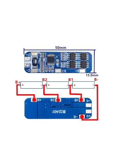 3S 10A BMS Lityum Li-ion Batarya Koruma Kartı - 18650 Li-ion Lipo