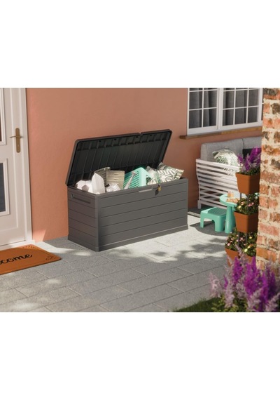 Plast Amalfi Bahçe Sandığı Plastik Koyu Gri 340 Lt A350 52x119x57 Cm