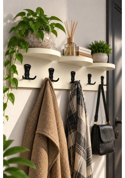 Sulorahome Üst Raflı Duvar Askılığı Bej 80 Cm