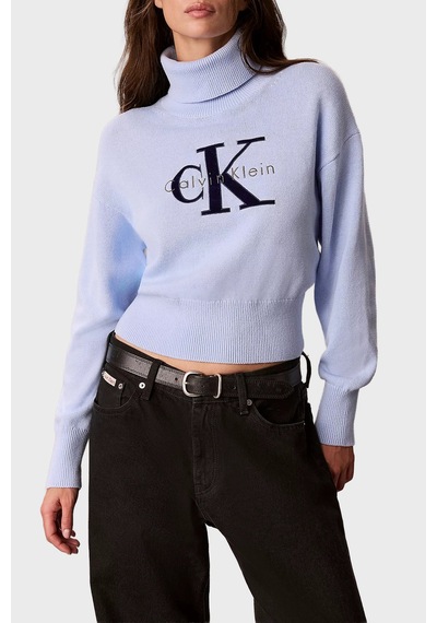 Calvin Klein Logolu % 100 Pamuk Balıkçı Yaka Kazak Lv047h329gc3q Kadın Kazak Lv047h329g C3q Lila