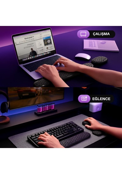 Coofbe Masaüstü Kol Dayama Padi Ergonomik Klavye Ve Mouse İçin Bilek Destek Seti Bilek Yastığı -