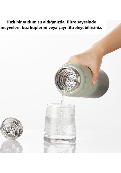 Tkk Çelik Termos Matara 900 Ml Gri Yeşil