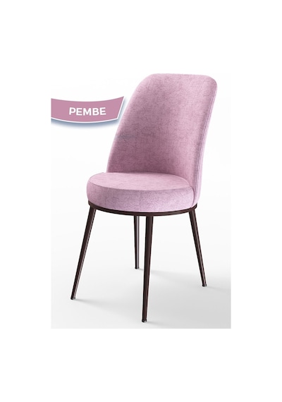 Canisa Concept Dexa Serisi Pembe Renk Sandalye Mutfak Sandalyesi, Yemek Sandalyesi Ayaklar Kahverengi Pembe