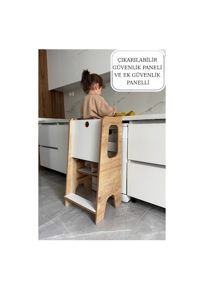 Güvenlik Panelli Öğrenme Kulesi Bebek Ve Çocuk Öğrenme Kulesi Beyaz-safir Meşe Güvenlik Panelli Öğrenme Kulesi Bebek Ve Çocuk Öğrenme Kulesi Beyaz-safir Meşe