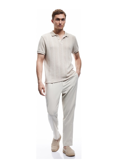 Koton Beli Bağcıklı Cep Detaylı Düğmeli Pileli Keten Pamuk Karışımlı Chino Pantolon Bej 5sam40182hw Ekru
