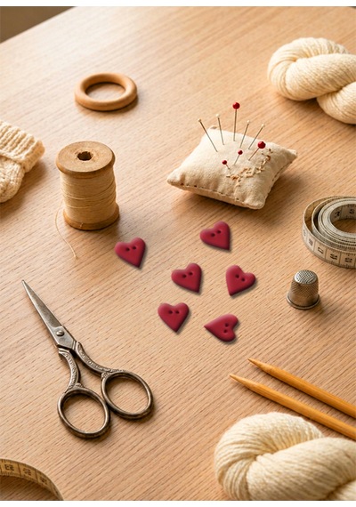 Kırmızı El Yapımı Polimer Kil Kalp Düğme 1,5 Cm Dekoratif Örgü, Bebek Yeleği Ve Amigurumi Düğmesi