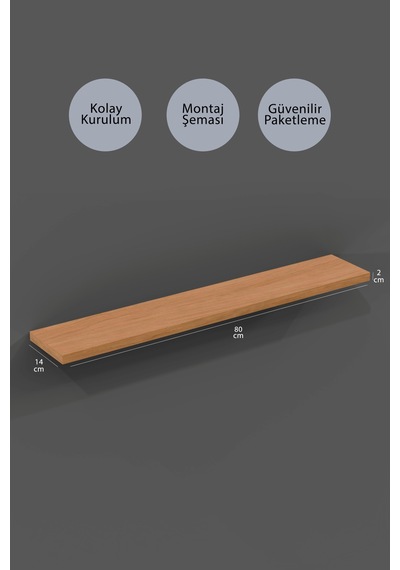 Yankı-BYEG 2li 80 cm Safir Meşe Mdf Duvar Rafı Gizli Bağlantı Kitaplık
