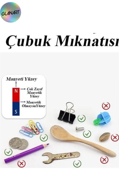 2 Adet Çubuk Mıknatıs Okul Deney Çalışmaları İçin Şekilli Çubuk Mıknatıs