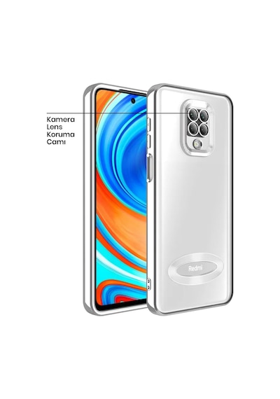 Xiaomi Redmi Note 9s / Note 9 Pro Darbeye Dayanıklı Kamera Korumalı Silikon Kılıf Gümüş