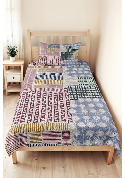 Geometrik Mavi Genç Odası Tek Kişilik Pike Takımı-bohem Bordo Yeşil 160x220 Cm Kapitone Yatak Örtüsü Kırsal Kıyı Kıyısı