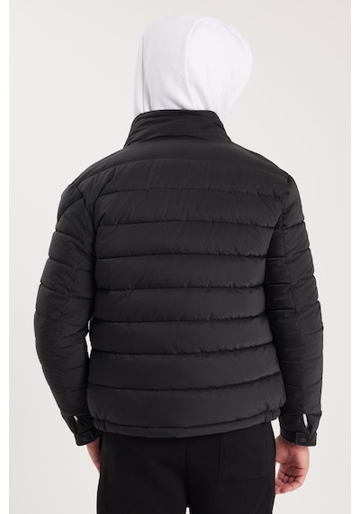 Tudors Erkek Regular Fit Klasik Kesim Dik Yaka Çift Cepli Sıcak Tutan Siyah Şişme Mont-41802 Siyah