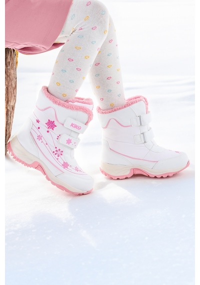 Kiko Kids Kartanesi Cırtlı Kız Çocuk Kar Bot Soğuk Suya Dayanıklı Beyaz - Pembe 001