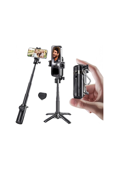 Jmary Mt-18 360 Derece Dönebilen Kumandalı Selfie Çubuğu Ve Tripod Siyah
