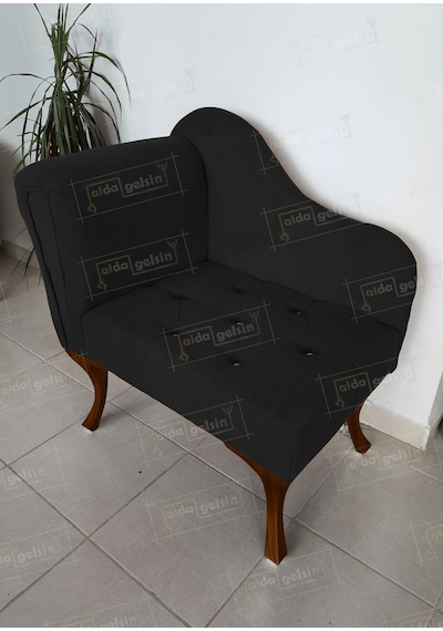 Yeni Model Tekli Köşe Koltuğu Josefin Bench Ceviz Ayak Siyah