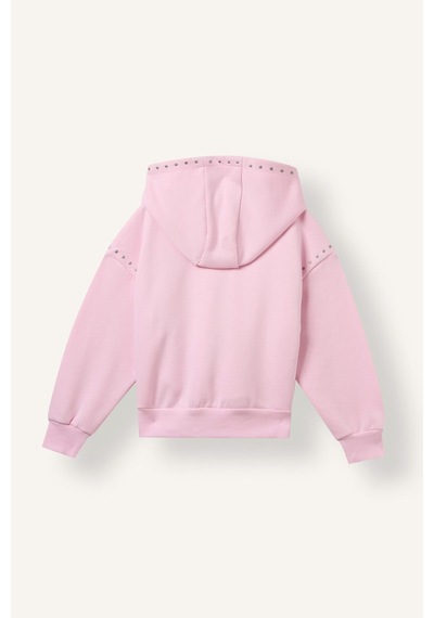 Defacto Oversıze Kapüşonlu Slogan Baskılı İçi Yumuşak Tüylü Sweatshirt Kız Çocuk I6188a826wnpn646 Pembe-pn646