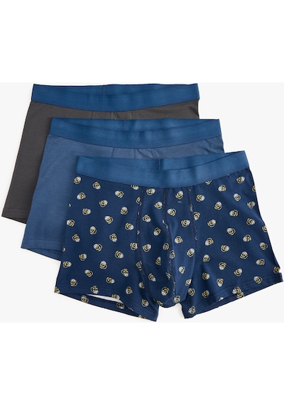 Koton 3'Lü Boxer Seti Kuru Kafa Baskılı Çok Renkli Lacivert 4Slm90052Mk 4Slm90052Mk716 Koton 3'Lü Boxer Seti Kuru Kafa Baskılı Çok Renkli Lacivert 4Slm90052Mk 4Slm90052Mk716