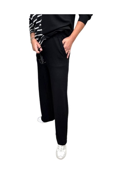 Kadın Triko Lastikli Bol Pantolon 12811 Bgl-st04224 Siyah