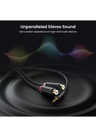 3.5mm Erkek - 2 Rca Dişi Jaklı Stereo Ses Kablosu Y Adaptörü Altın Kaplama Kulaklık Kablosu, 25cm, 10547 Belirtilmemiş