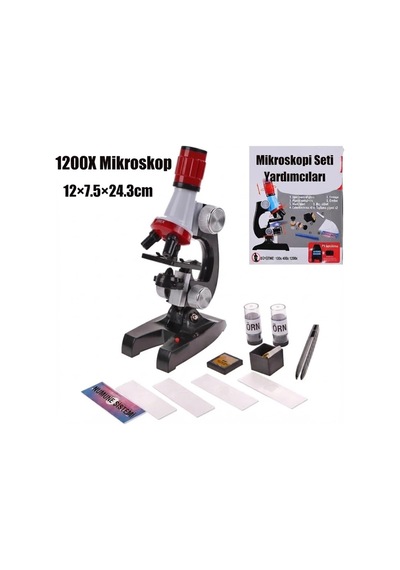 Bilimsel Çocuk Mikroskop Seti Yüksek Zoom Led Işıklı 100x 400x 1000x 1200x