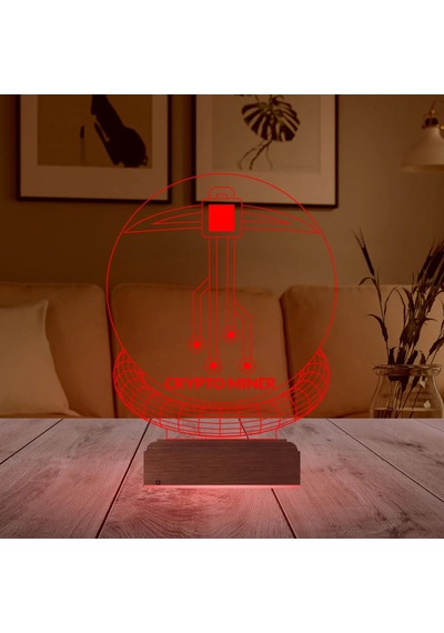 Luvivia Crypto Miner Mining Madenci Kripto Finans 3d Lamba - Masa Gece Lambası Şeffaf