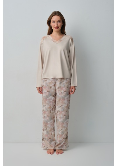 Suwen Monica Pijama Takımı Wsh105100971559 Bej