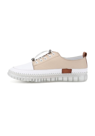 Diğer Kadın Bej Bağcıklı Hakiki Deri Sneaker Ddza80742321 Bej