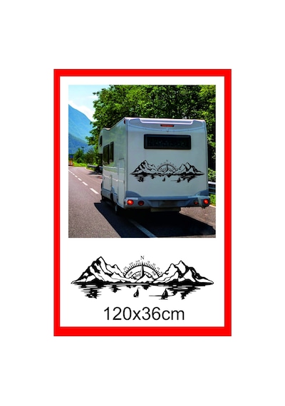 Pusula Deniz Dağ Orman Doğa Manzara Off Road Kamp Karavan Sticker