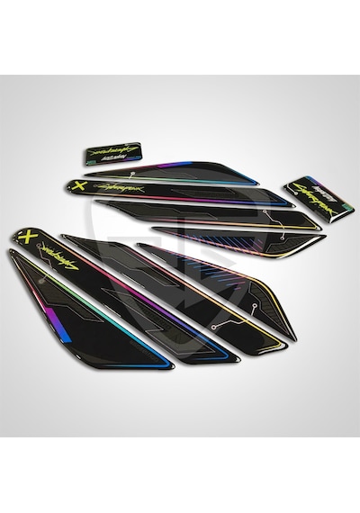 Cyberpunk Stripe Depo Yan Pad Motorsiklet Universal Özel Seri Spe