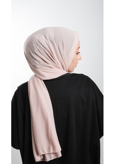 Hürrem Bone Pudra Pratik Hazır Geçmeli Tesettür Şal Örme Kumaş Sade 2118_06