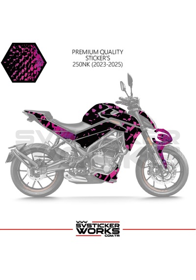 Cfmoto 250nk Sticker Kaplama Pembe Motor Kaplama Modeli Hazır Kit 2023 / 2025 Uyumlu Siyah