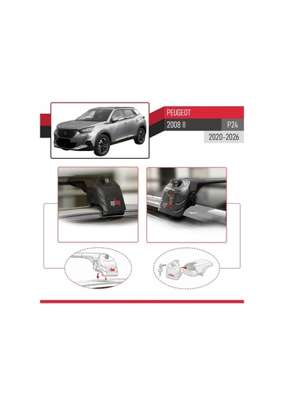 Accessorypart Peugeot 2008 2020 Ve Sonrası İle Uyumlu Ace-2 Ara Atkı Tavan Barı Siyah