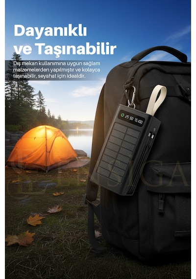 Ape Solar 30.000 Mah Güneş Enerjili Led Işıklı Powerbank Şarj Aleti 2x Usb Çıkışlı Mikro Type-c